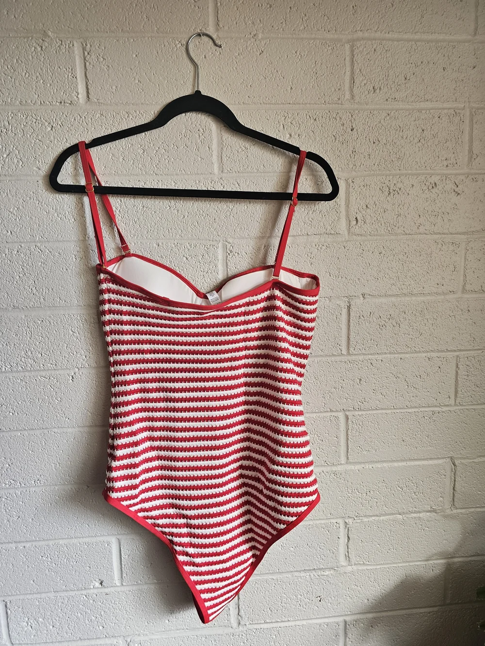 Beach Riot Hayes One Piece Swimsuit Red White Stripe NWT L $178